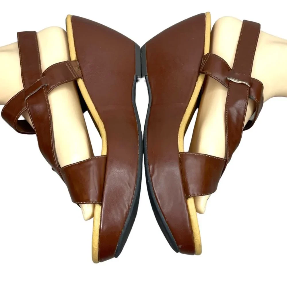 Unlisted Kenneth C. Womens Super Buy Brown Faux Leather Platform Wedge Size‎ 9.5